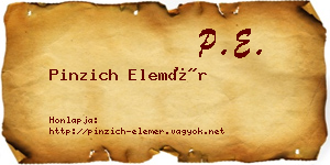 Pinzich Elemér névjegykártya